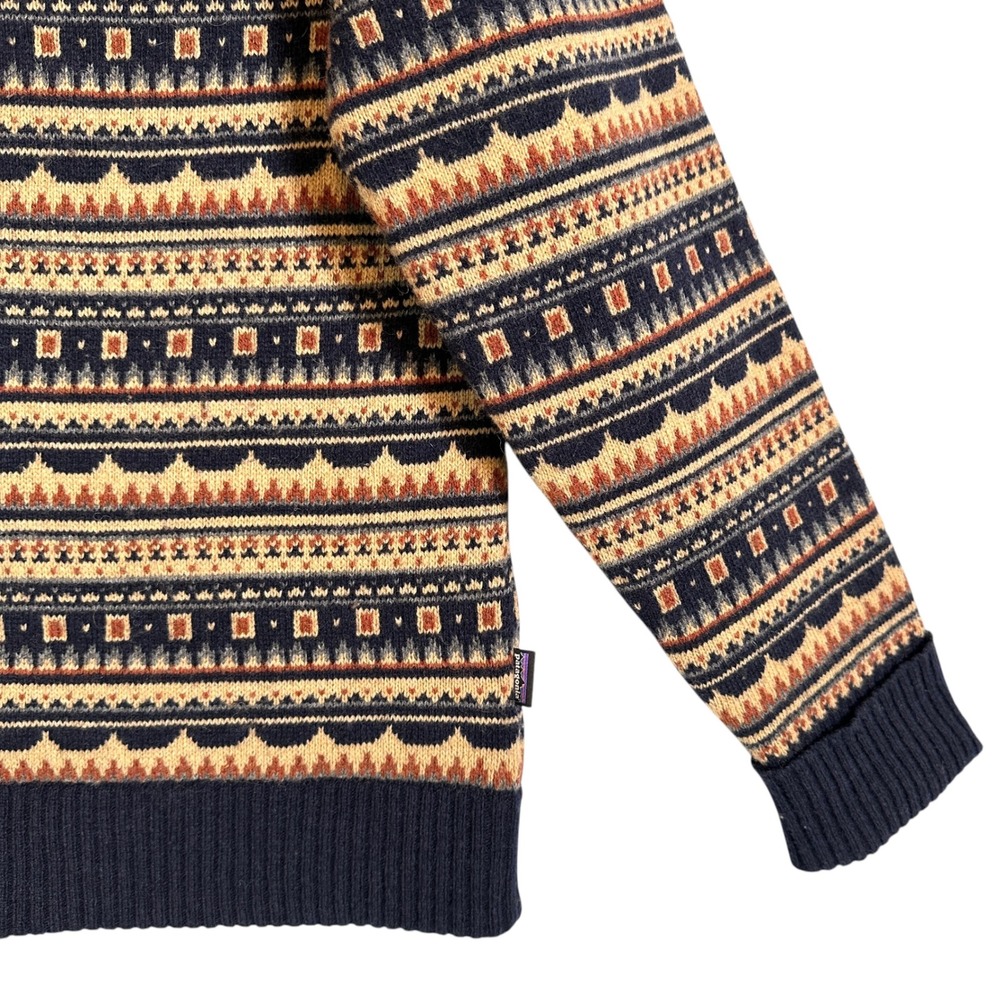 Patagonia Sweater Recycled Wool Cottage Isle XL Knit Fair Isle New Navy - Picture 3 of 15